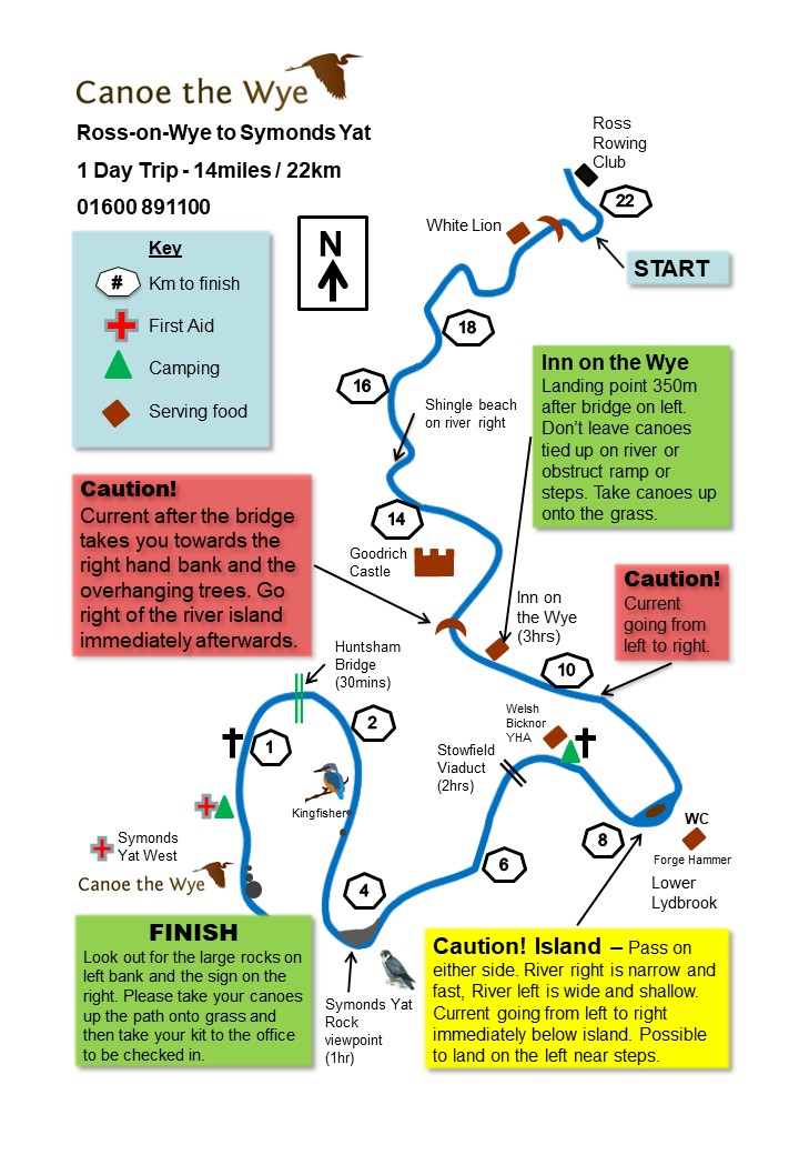 Canoe the Wye Ross on Wye to Symonds Yat Map